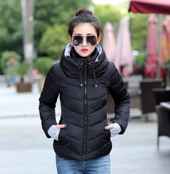 

2019 winter jacket women plus size womens parkas thicken outerwear solid hooded coats short female slim cotton padded f706, Black;brown
