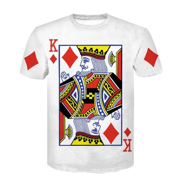 

summer style hip hop t shirt men/women playing cards print 3d t shirt harajuku clothes camisa masculina king poker funny, White;black
