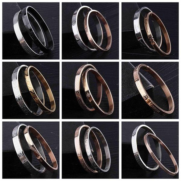 

titanium сталь любовь браслет классический дизайн простые стили для мужчин женщин розовое золото браслет серебро золото корейской тенденции, Black