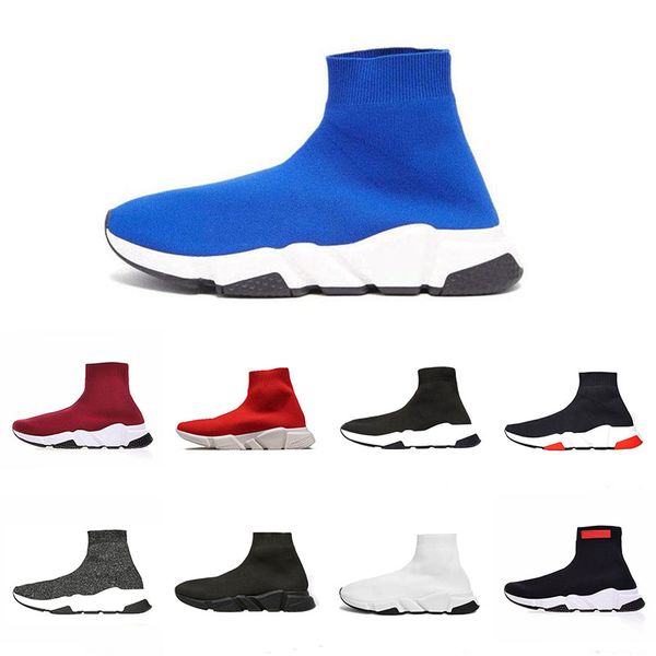 

2019 fashion luxury designer paris sock shoes speed trainers casual race runner black white men women walking sports sneakers 36-45