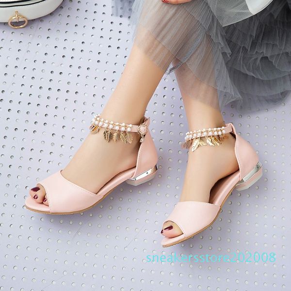 

big size 9  11-13 summer flat sandals ladies women shoes woman bag with fish mouth pendant beads s08, Black