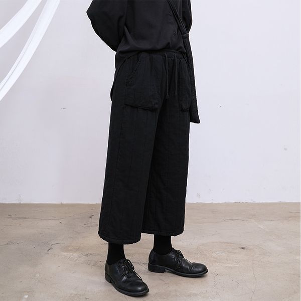 

высокий эластичный пояс черный досуг длинный широкий ноги брюки new сыпучие fit pants женщины моды tide весна осень 2020, Black;white