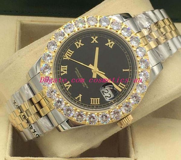 

luxury watch 4 style bigger diamond bezel watch 43mm roman dial jubliee steel automatic fashion men's watches wristwatch, Slivery;brown