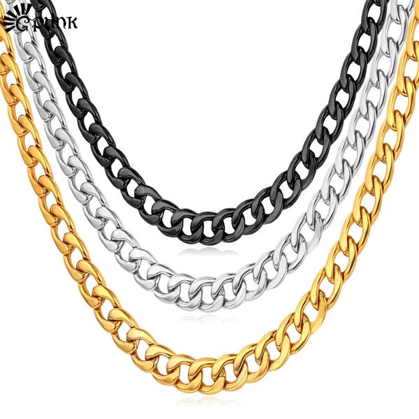

men punk big necklace 316l stainless steel never fade cuban necklaces gift for men statement necklace wholesale chain gold n227g, Silver