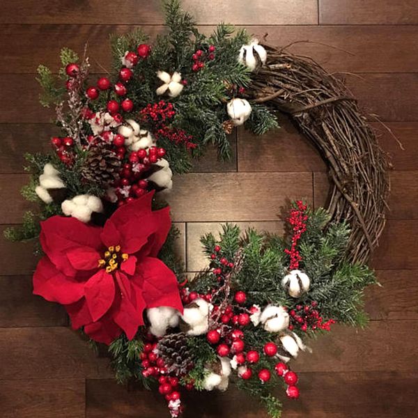 

decorative celebration artificial flower cotton door garland simulation window ornaments christmas hanging rattan hoop wedding