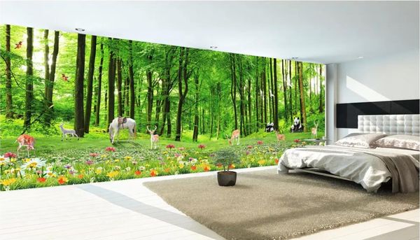 

3d wallpaper custom p mural full scene huge forest animal panda deer 3d panoramic background wall landscape 3d home improvement