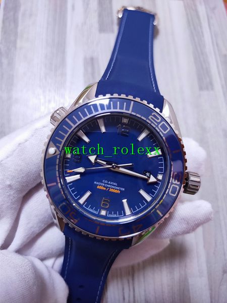 

selling new diver date luxury men watch 42mm blue rubber bracelet ripple 232.92.42.21.03.001 mechanical automatic fashion m, Slivery;brown