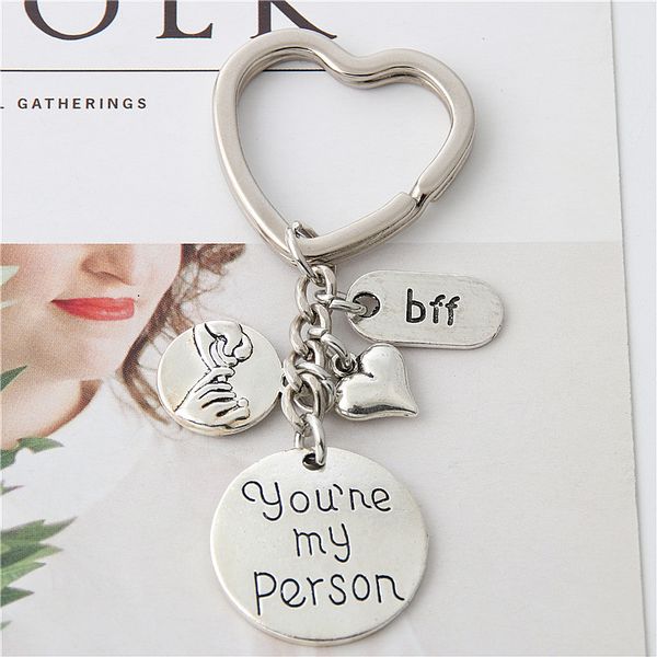 

hand-in-hand pendant lovers friendship keyring parent-child love jewelry gift for friend swear keychain, Silver