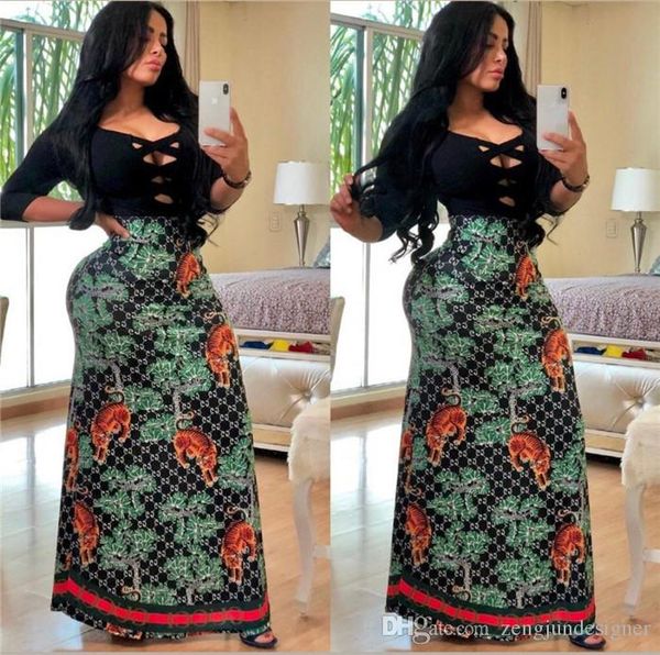 

женские летние длинные юбки модельер floaral печати платья до щиколотки женский сексуальный стиль повседневная одежда, Black