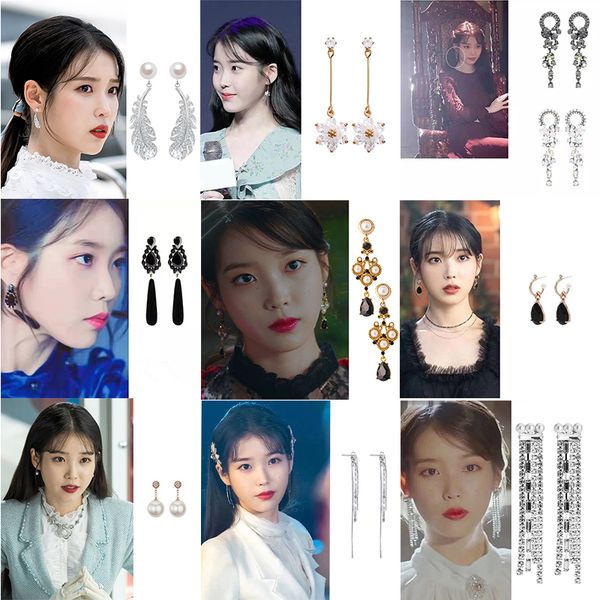 

2019 new korean tv star elegant shiny rhinestone drop earrings for women metal circle crystal oorbellen party jewery, Silver
