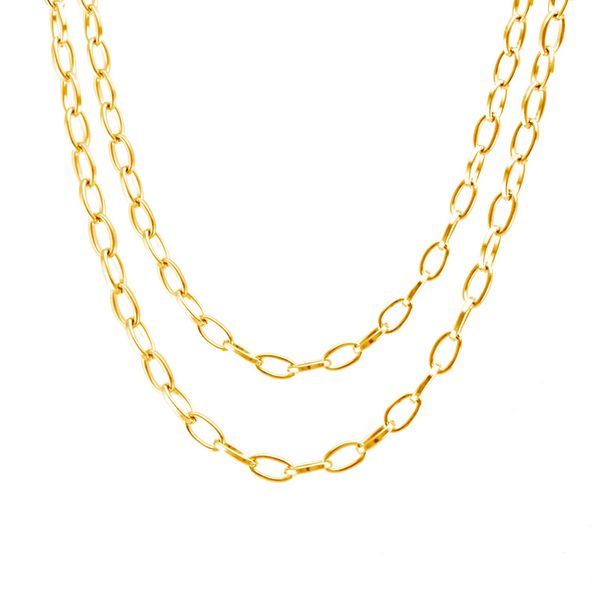 

stainless steel sell in meter 4mm long oval rolo women necklace oval cable necklace female choker princess chain, Silver