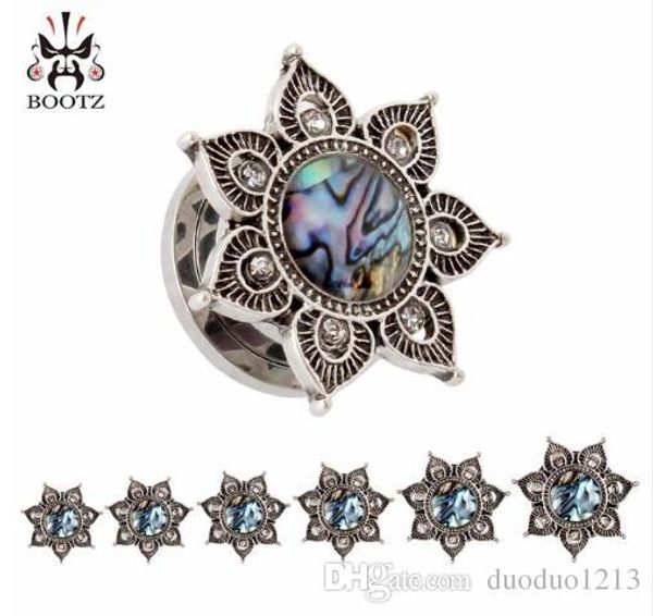 

30pcs/lot selling new arrival fashion stainless steel ear plugs piercing tunnels body gauges jewelry opal screw expander wholesale, Silver