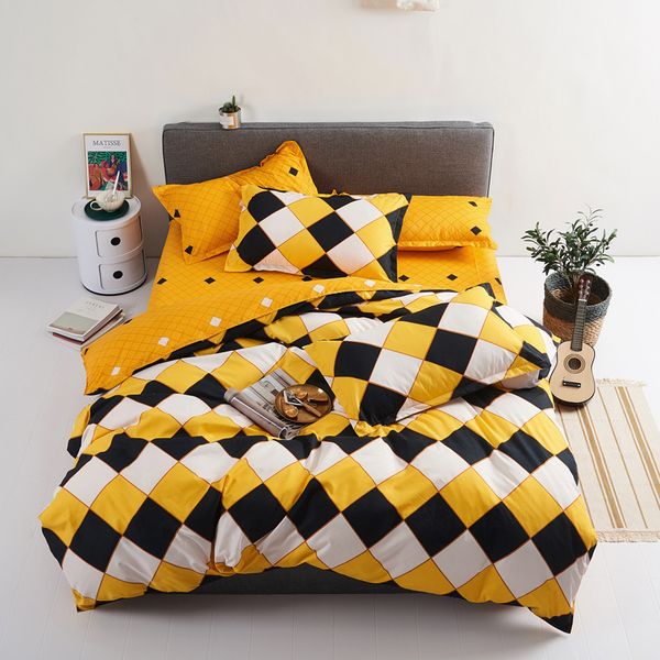 

2019 autumn new style sheet four piece-suit bedding set brushed king size bedding set