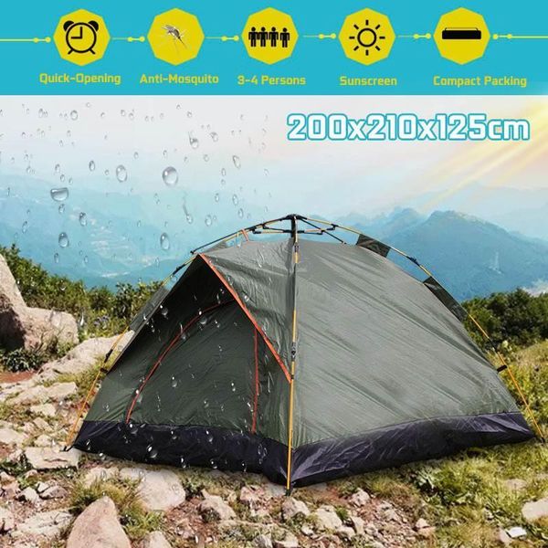 

3-4 person windbreak fully automatic camping tent dual layer waterproof anti uv tourist tents for outdoor hiking beach travel