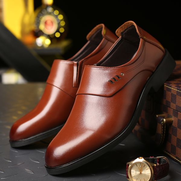 

men leather office shoes hollow classic shoes for mens dress fashion british business wedding elevator men loafers, Black