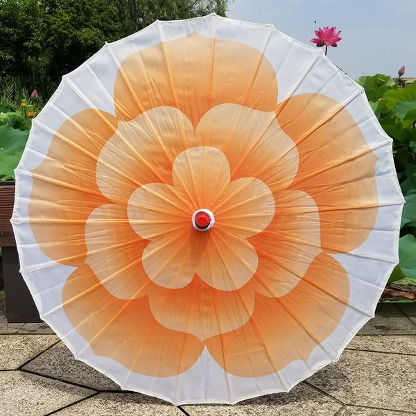 Guarda-chuva de pano colorido chinês com punho de madeira colorido jasmim flor flor dança parasol casamento adereços