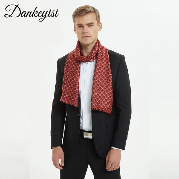 

dankeyisi new men scarf plaid long silk scarf male neckerchief soft bufanda foulard scarves casual offical muffler 2018, Blue;gray
