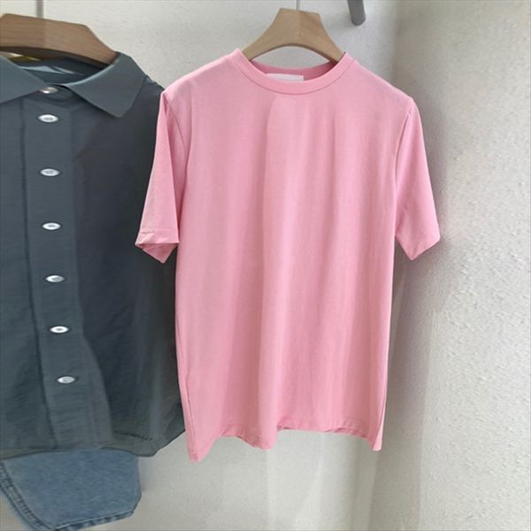

2020 design sense niche short-sleeved t-shirt women's loose solid color half-sleeve bottoming ins fashion, White