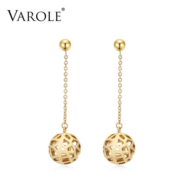 

varole hollow metal balls dangle earring gold color drop earrings for women long earring fashion jewelry brinco, Golden