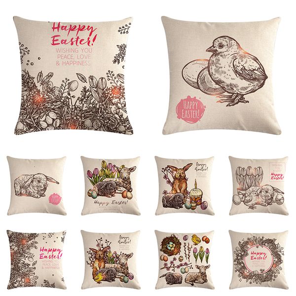 

бросьте подушки обложки пасхального кролика печать наволочки белья диван подушка обложка home decor funda cojin kussenhoes наволочка zy1242