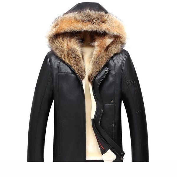 2019 Russia Winter Real Fur Collar Leather Jacket Men Faux Sheepskin Thick Hooded Male Luxury Windbreaker Coat From Drc001 176 94 Whole Gender Superior Quality Genuine Leather Jacket Women 2018 Natural Sheepskin Coat Winter Down Coats Real Fur Hooded Plus Size 6xl From