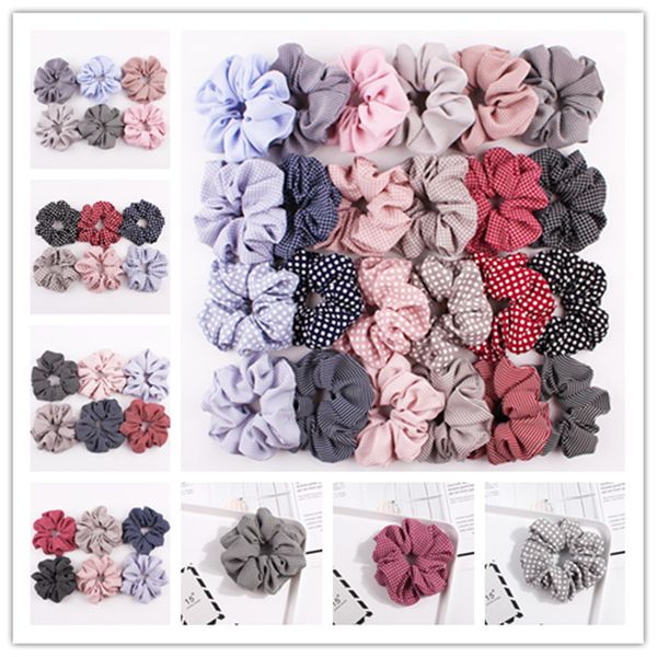 

scrunchies headwear large intestine hair ties ropes elastic stripe hairbands girls ponytail holder trendy hair accessories 24 designs s, Slivery;white