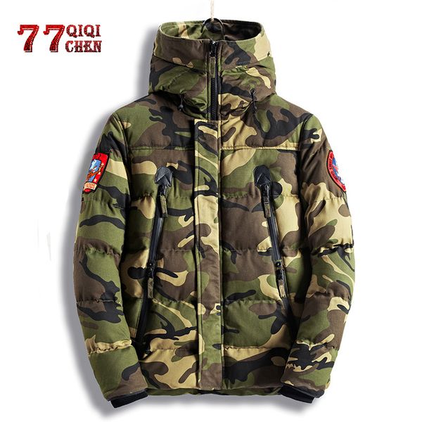 

winter jacket men thermal hooded coat thick warm outwear parkas male camouflage cotton windbreaker coat parka hombre, Black;brown
