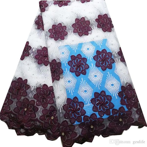 

african lace fabrics milk silk france mesh net 2019 guipure lace fabric for nigerian beaded lace wedding f4-2571, Black;white