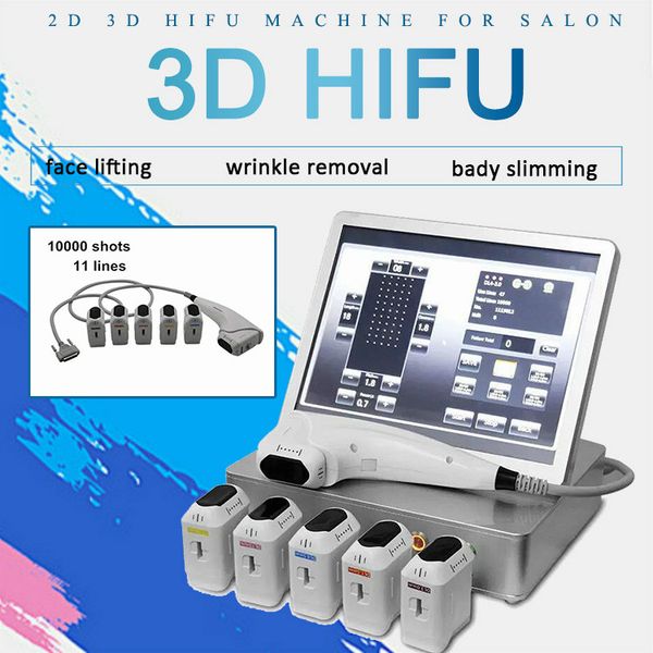 

11 lines 3d hifu machine with 8 cartridges high intensity focused ultrasound skin tightening face lift wrinkle removal beauty spa machine