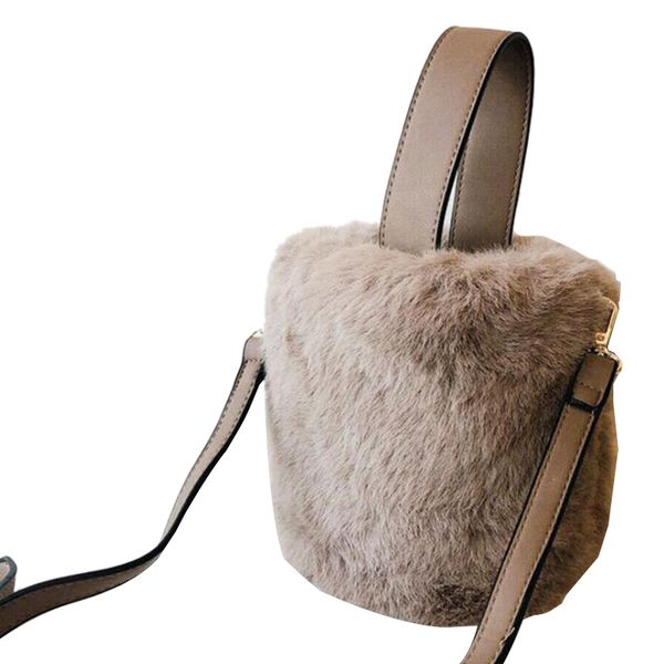 

jhd-women's tote bag faux fur lady tote bag plush bucket