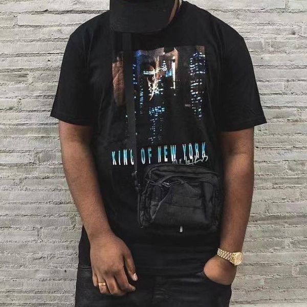 

19ss box logo кристофер уокен король нью-йорк ти-стрит короткие рукава мода повседневная мужчины женщины hip hop футболка hfymtx494, White;black