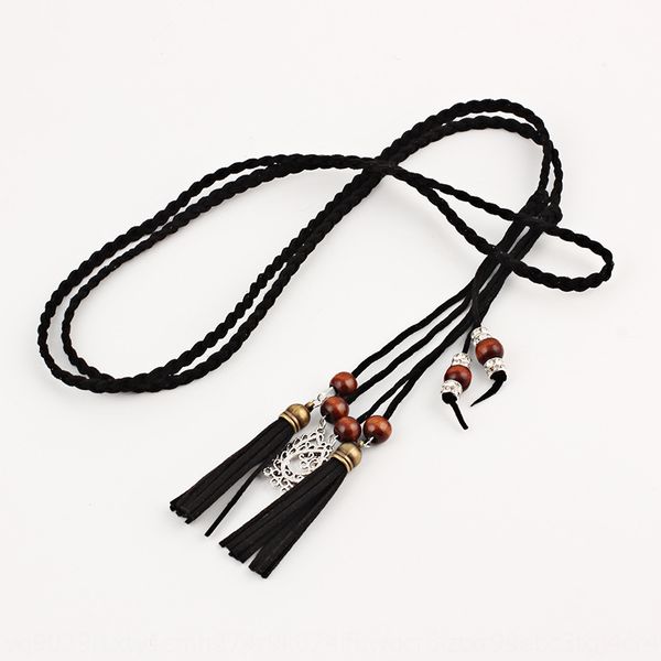 

hand-woven waist rope women's sweet pendant dress wind pendant with dress thin waist chain, Black;brown