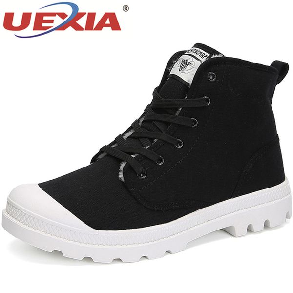 

uexia outdoor couple super warm man boots winter plush fur snow boots keep warm plush ankle shoes sneakers hombre booties, Black