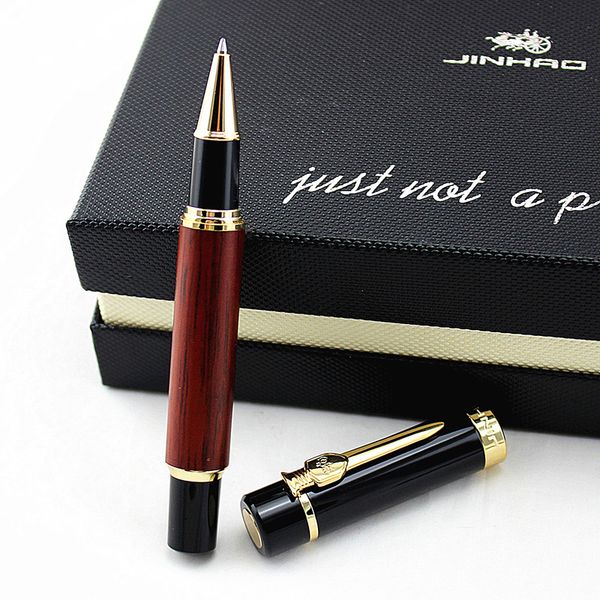 Jinhao 650 novo caneta esferográfica de madeira vermelha e caneta clássica de alta qualidade e caneta escolar, escrevendo caneta de madeira para presente