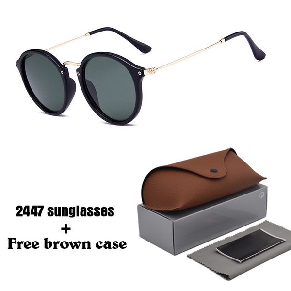 

Brand Designer Round sunglasses for male and female Retro Sports sun glasses women men uv400 lenses Oculos de sol with brown case