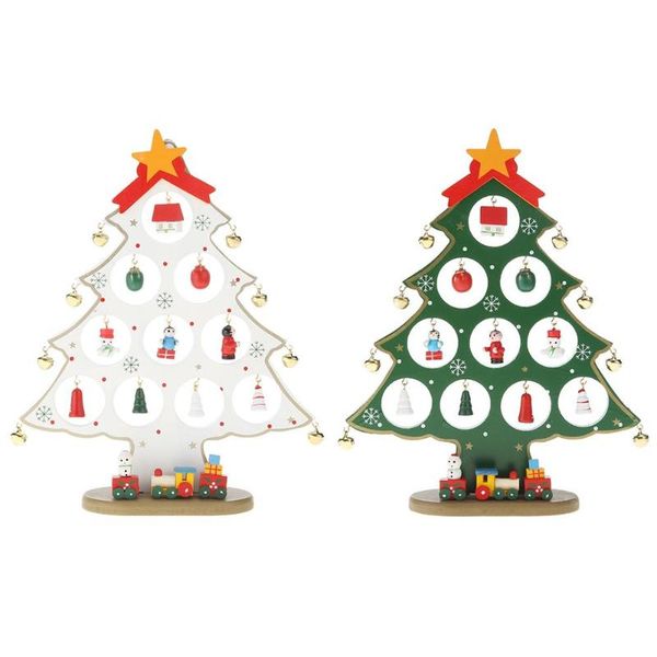 

creative wood diy christmas tree bell ornament xmas party table desk decor