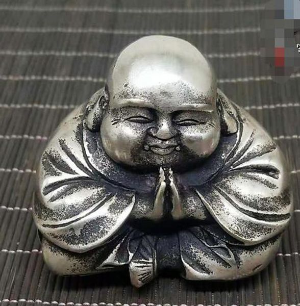 

antique white copper maitreya buddha ornaments financial resources rolling smile face buddha ++++ing, Blue;slivery