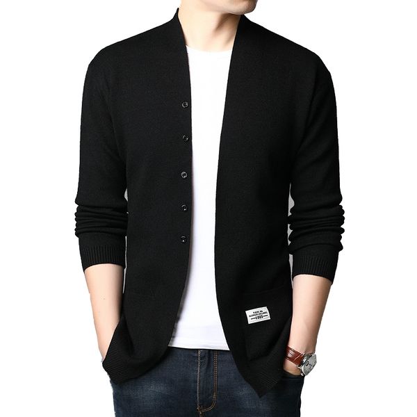 

2019 men casual cardigan knitwear men black shawl sweater man fashion pull homme sweater autumn jacket overcoat, White;black
