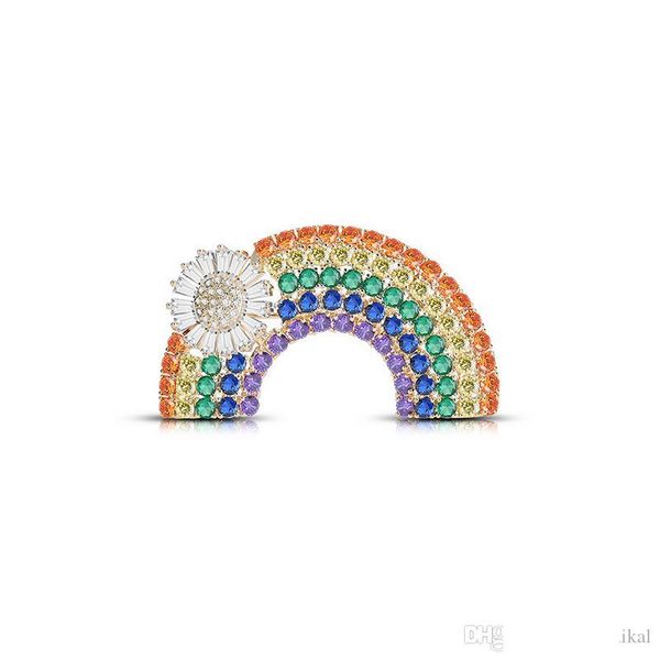

bling bling rhinestone радуга брошь 4,4 * 2.3cm женщины радуга luxury брошь костюм ювелирных изделий pin отворотом высокого качества, Gray
