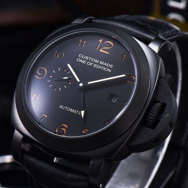 

44mm automatic mechanical watch men gmt wrist leather strap luxury luminous waterproof men watch clock cm115, Slivery;brown