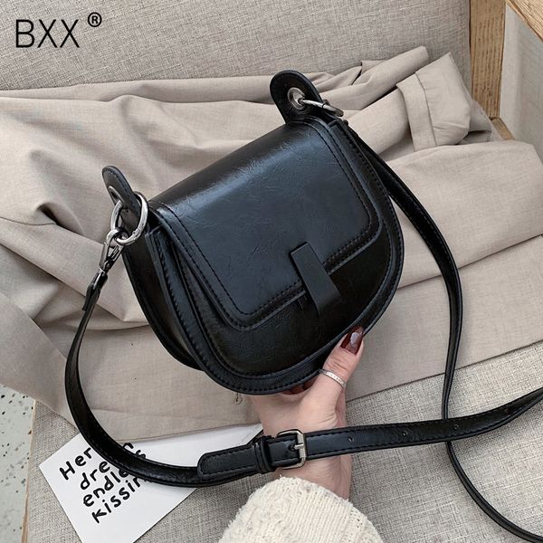 

bxx] pu leather saddle bags for women 2020 crossbody shoulder messenger bag female handbags solid color all-match bag hj992