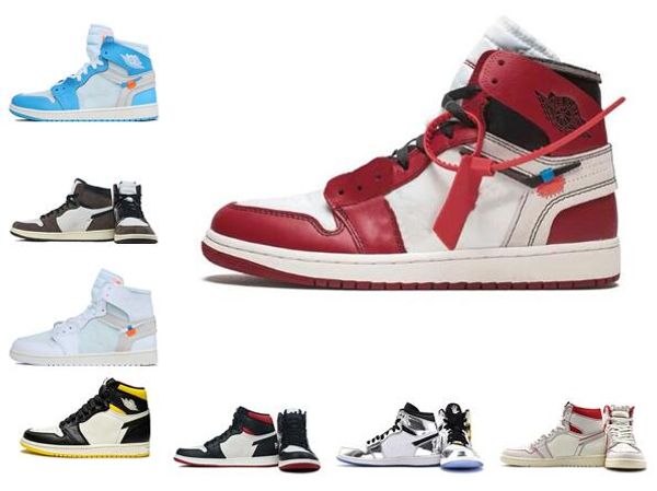 

высокое качество 1 высокий og белый порошок синий баскетбольная обувь для мужчин 10x чикаго разводят 1s мужские от тренеров спортивные кросс, Black