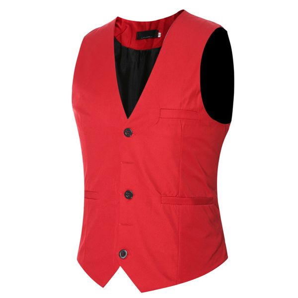 

men's vests autumn winter solid v-neck casual mens dress vest sleeveless red formal jacket male fashion waistcoat men plus size 5xl 6xl, Black;white