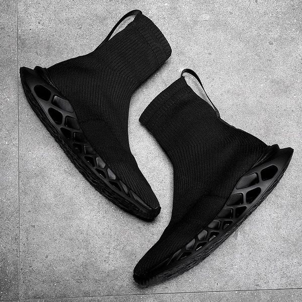

2019 fashion men's hip-hop shoes, korean version of men's fashion sports and casual shoes, socks, shoes and men's, Black