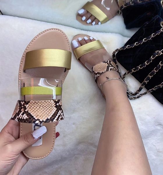 

2020 new summer woman flat sandals mix color slip on transparent peep toe casual beach shoes ladies female zapatos de mujer, Black