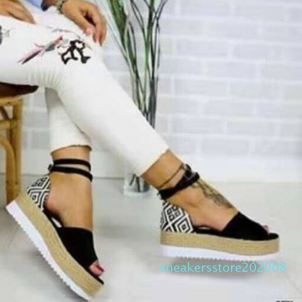 

summer platform sandals fashion women sandal wedges shoes casual woman peep toe platform sandals causal shoes sandalias mujer s08, Black