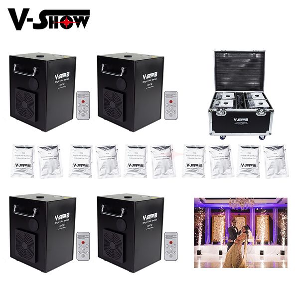 

4pcs with flightcase and 10 bags powder 750w cold spark firework machine dmx and remote control for wedding stage effect