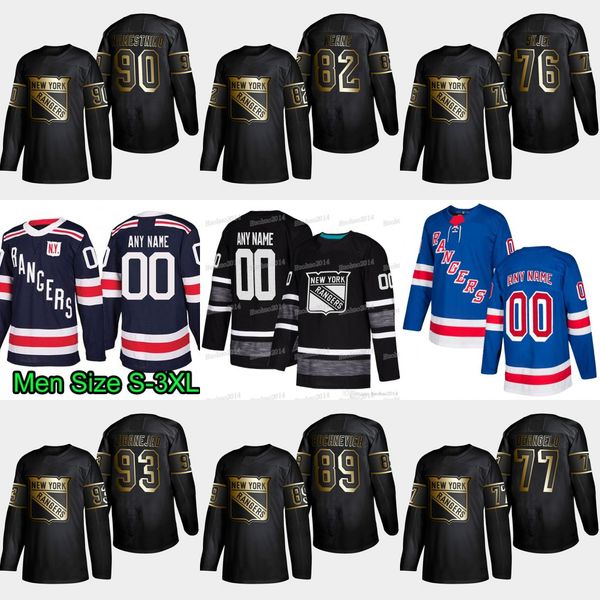 

82 Joey Keane 2019 Gold Black New York Rangers 93 Mika Zibanejad 76 Brady Skjei 77 Tony DeAngelo 89 Pavel Buchnevich Eddie Giacomin Jersey