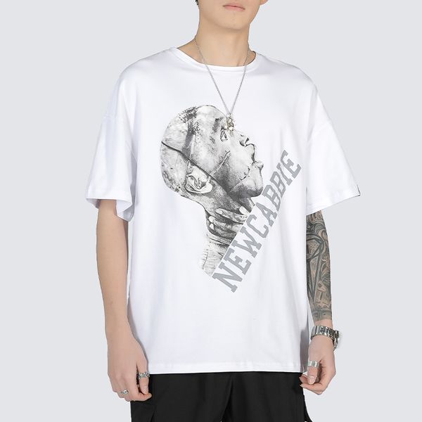 

ready stock-discount price-pure cotton white loose street round neck half sleeve - buy 1 get 1 free