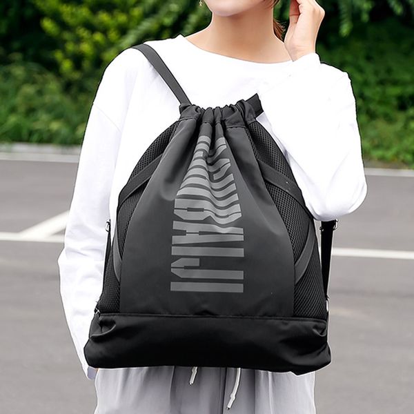 

women backpack youth solid color drawstring waterproof solid colors bundle rope sport backpack fashionable school bags